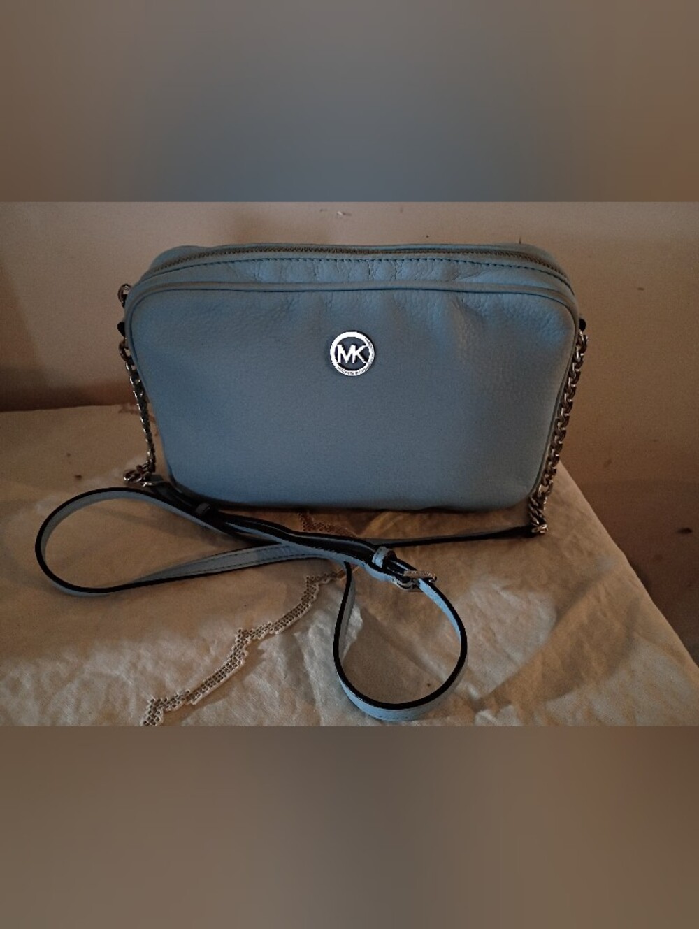 Michael Kors Pebbled Leather Crossbody Bag in Slate Blue